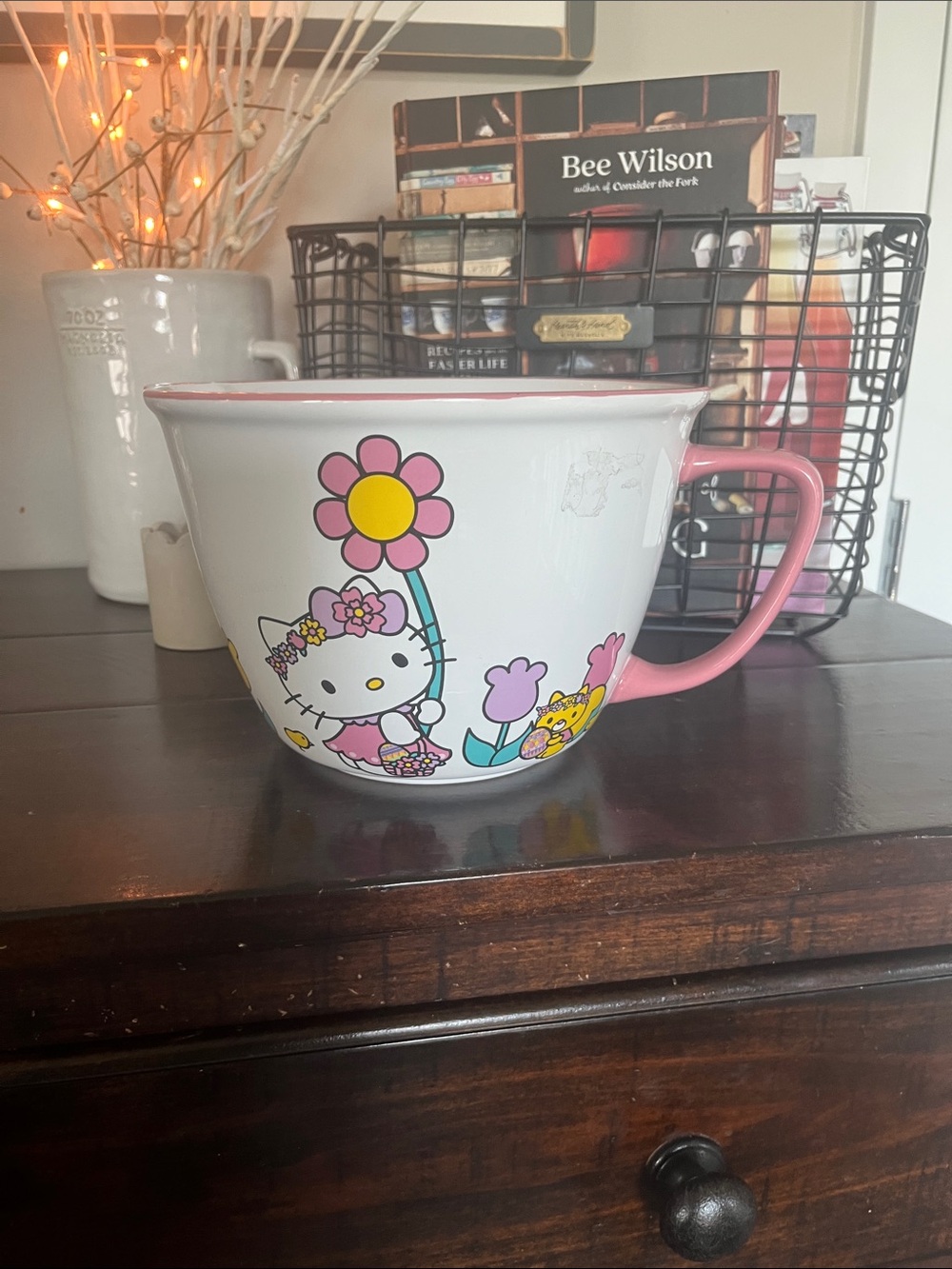 Hello Kitty White and Pink Flower Garden Ceramic Batter Bowl